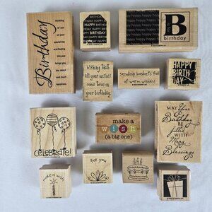 Stampin' Up! & Other Brands Set of 13 Birthday Themed Rubber Stamps